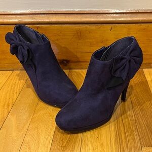 Impo Purple Heeled Boots with Bow Accent